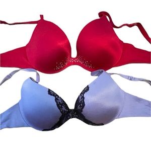 La Senza Body Kiss Padded Red Sparkles Purple Black Lace 32 D Bras
